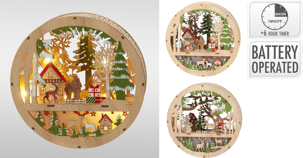 Kersttafereel Hout met LED