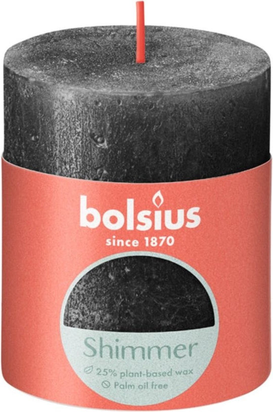 Bolsius Shimmer stompkaars antraciet 80/68