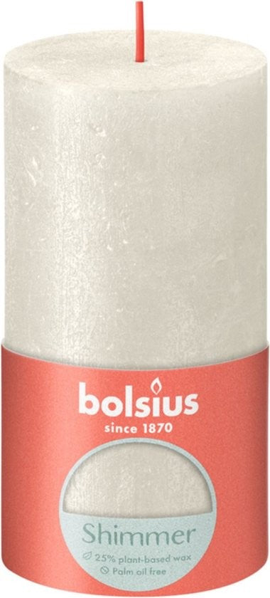 Bolsius Shimmer stompkaars ivoor 130/68