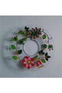 Druppelvangers 'Blauw en roze/rode bloemen ' 2 st.