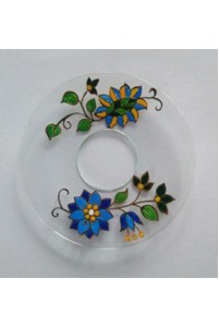 Druppelvangers 'Bloem blauw met goudkleur omlijst' 2st.