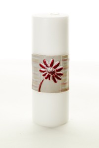 Gedenkkaars 'Bloem' zilverkleurig/rood