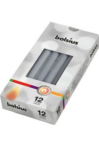 Gotische kaarsen metallic zilver 12 st.