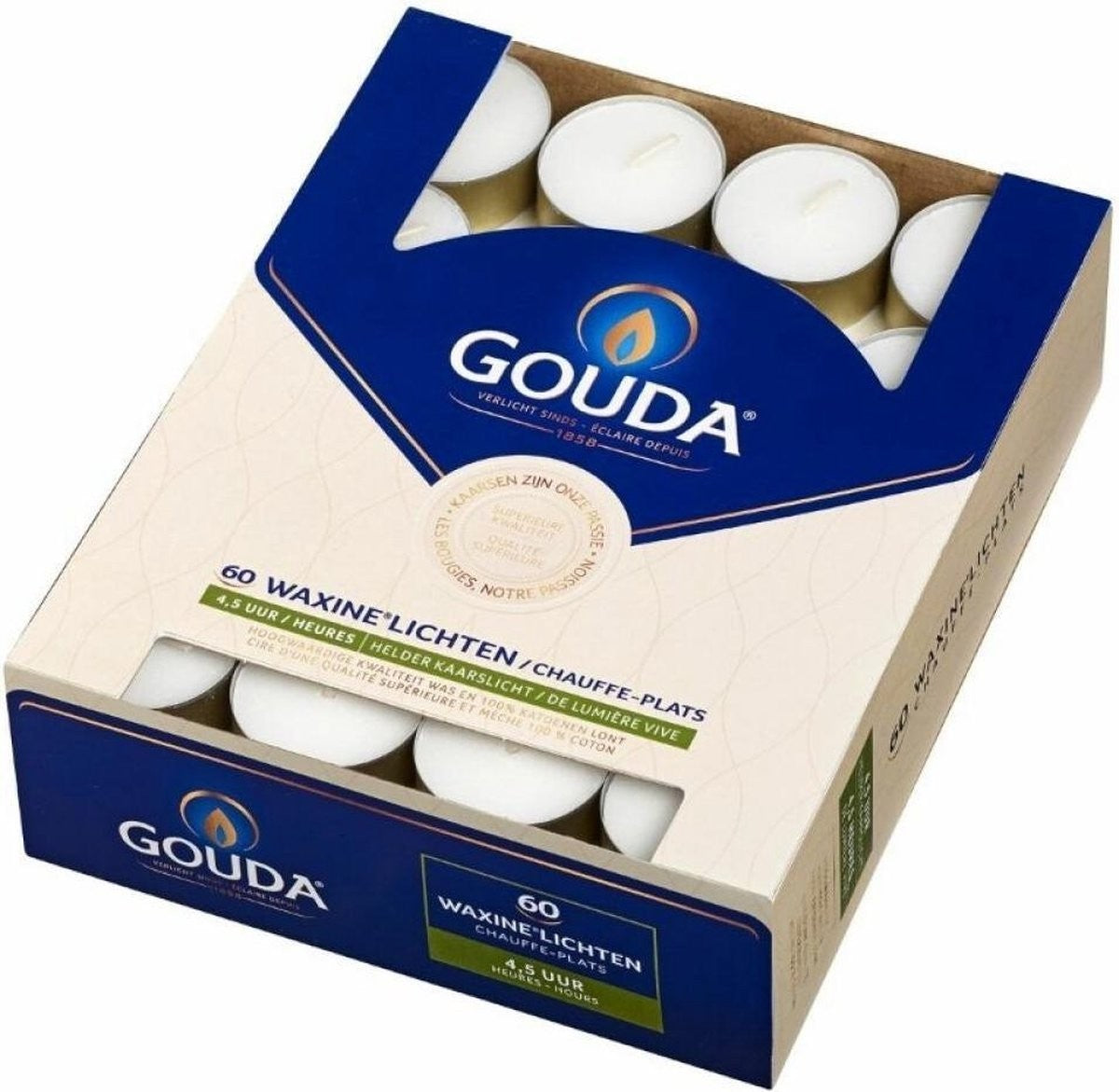 Gouda waxinelichten 4,5 uur (60 stuks)