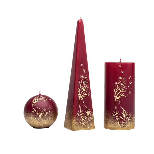 Kaarsenset bordeaux met strass