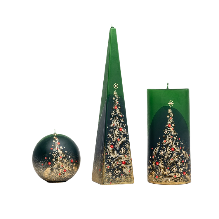 Kaarsenset groen met goudkleur