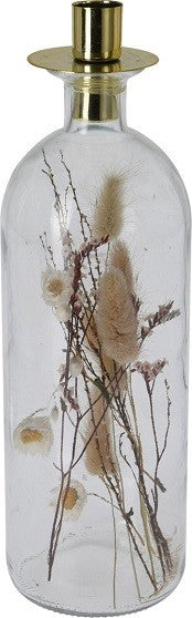 kandelaar met droogbloemen in glas