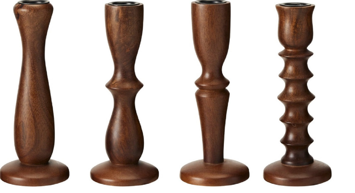 Kandelaars van hout per 4 stuks
