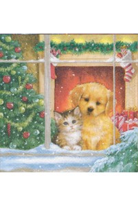 Servetten 'Christmas Dog'