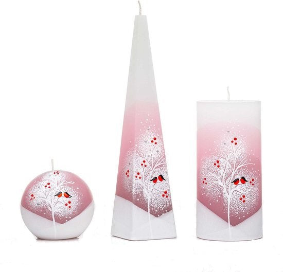 Kaarsenset roze met vogels