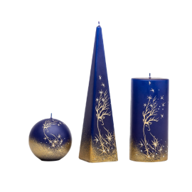 Kaarsenset blauw met goudkleur
