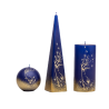 Kaarsenset blauw met goud en strass steentjes