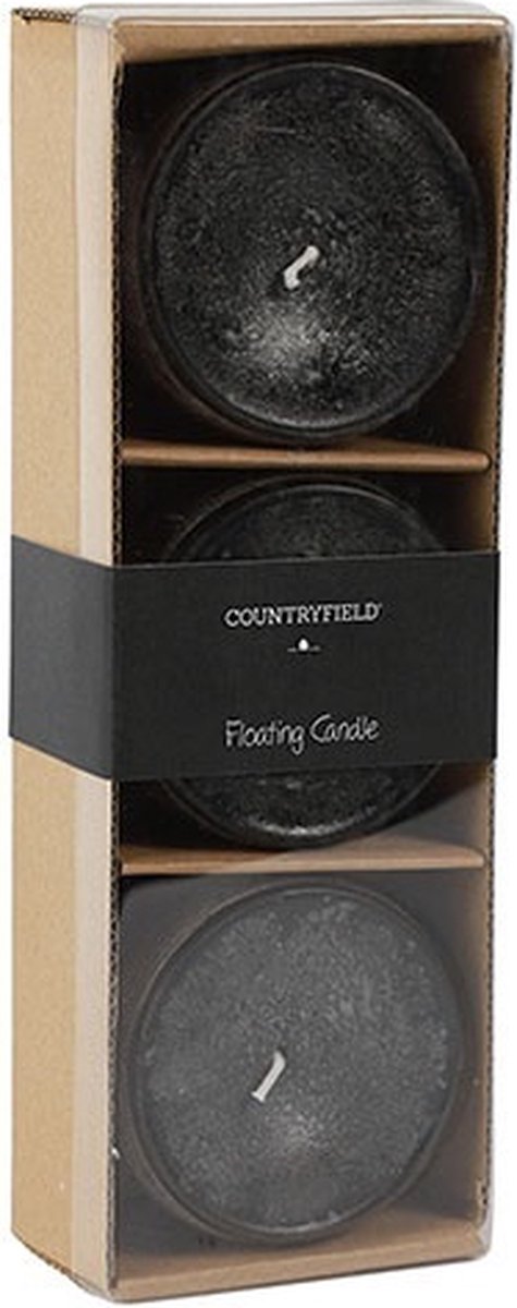 Countryfield Maxi drijfkaarsen zwart