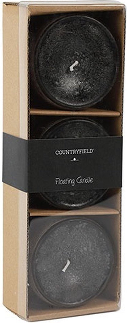 Countryfield Maxi drijfkaarsen zwart