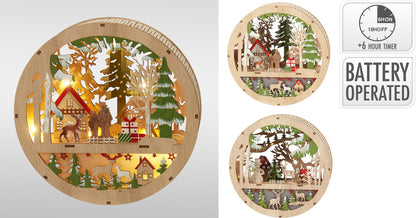 Kersttafereel Hout met LED