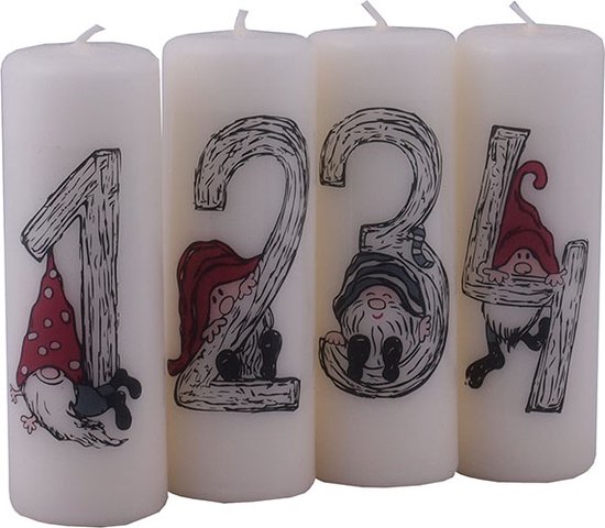 Adventkalenderkaarsen set van 4, kerstman