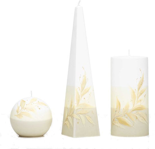 Kaarsenset creme/wit met blad