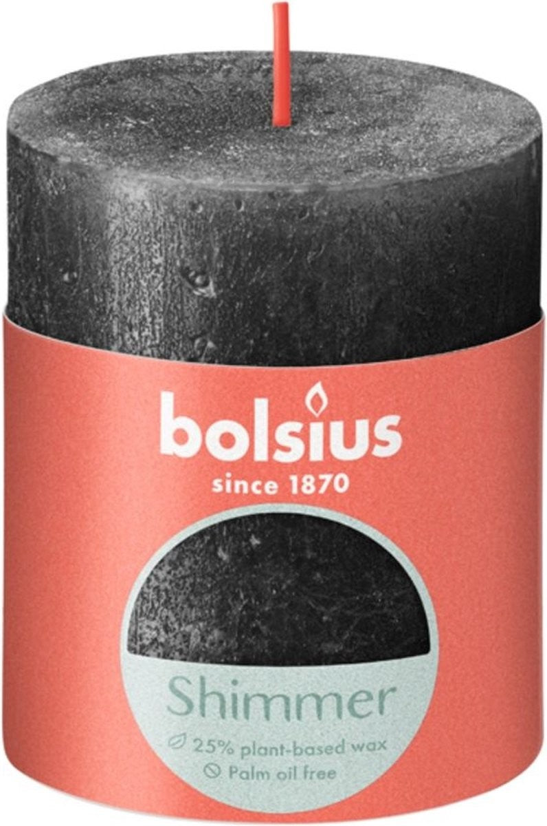 Bolsius Shimmer stompkaars antraciet 80/68