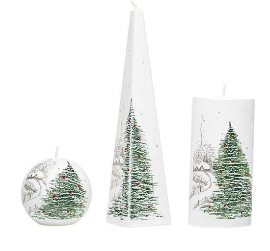 Kaarsen met groene kerstboom