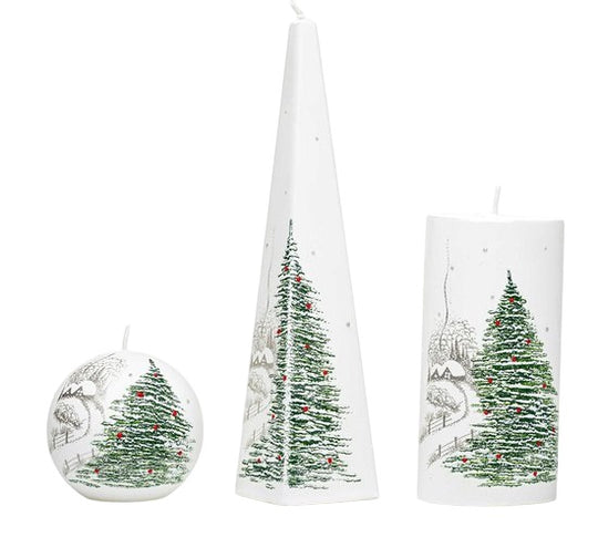 Kaarsen met groene kerstboom