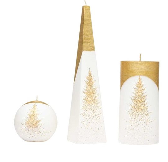 Kaarsenset goud met kerstboom
