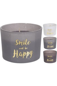 Geurglas met tekst Smile and by Happy per 3 stuks!