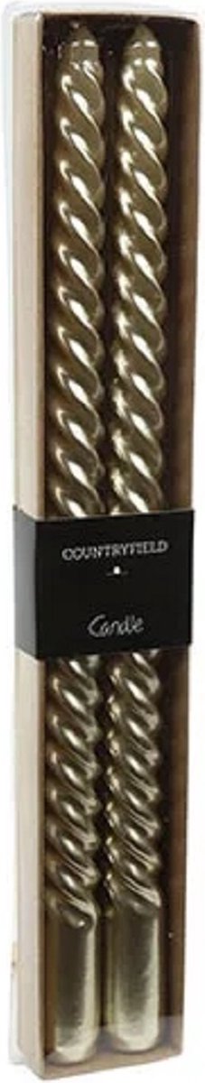 Countryfield dinerkaarsen goudkleur swirl