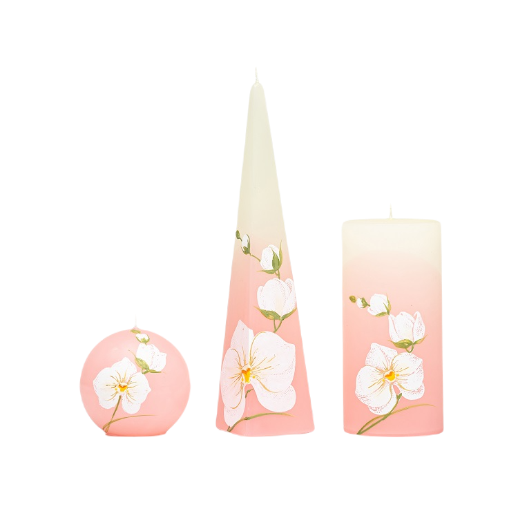 Kaarsen set met bloemen