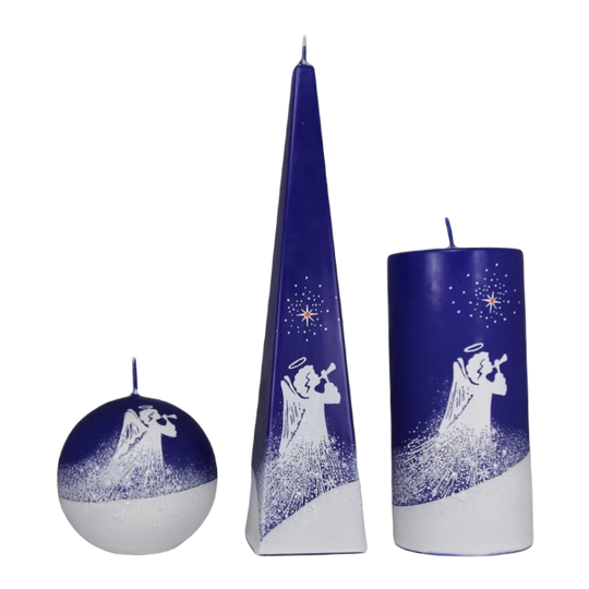 Kaarsen set blauw met engel