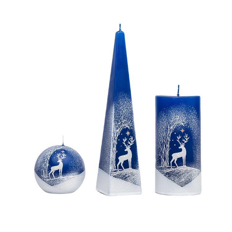 Kaarsenset blauw met hert