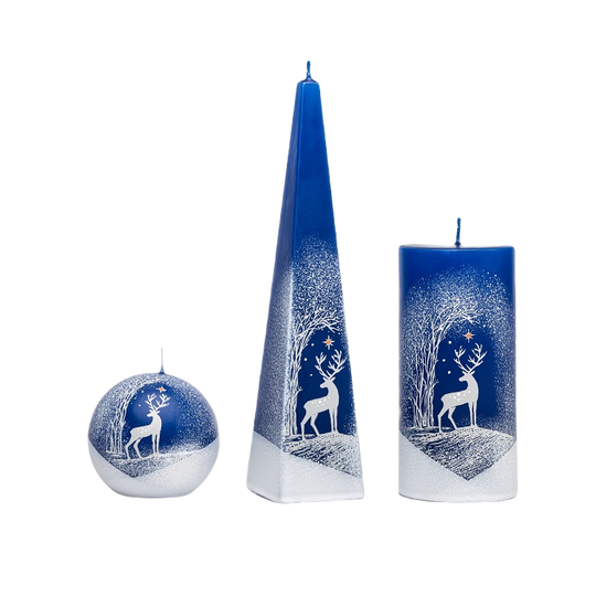 Kaarsenset blauw met hert