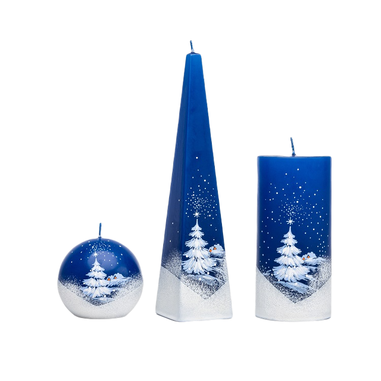 Kaarsenset blauw met wit