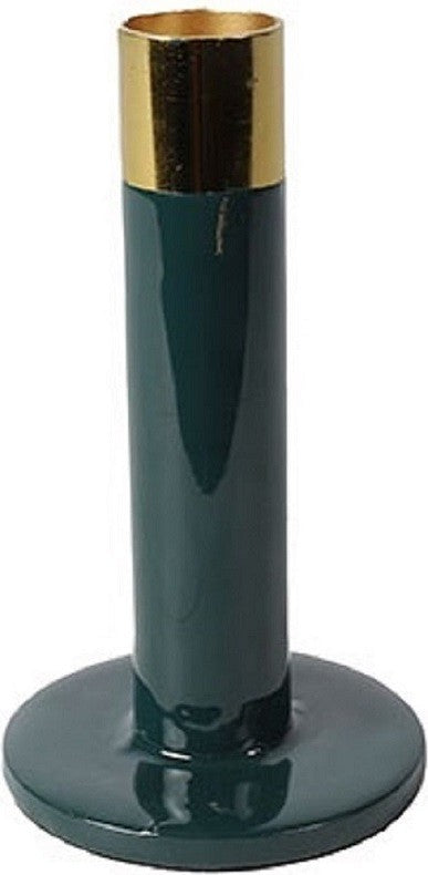 Kandelaar Staal Groen/goud 12,5 cm hoog