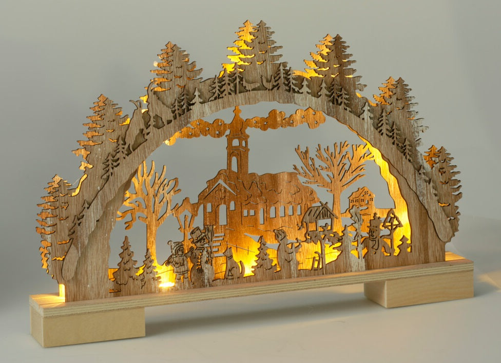 Kersttafereel Hout met LED