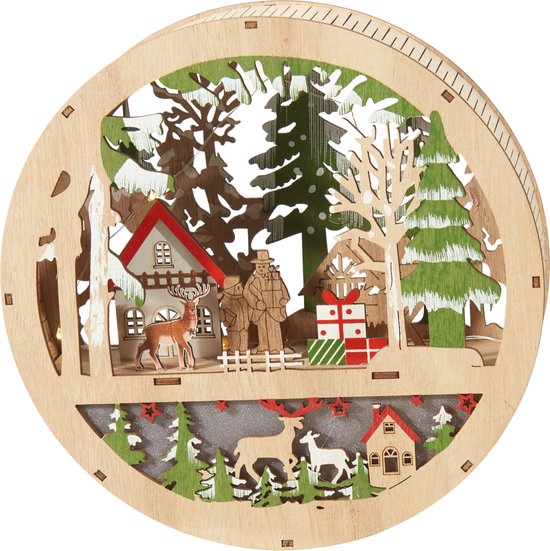 Kersttafereel Hout met LED