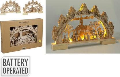 Kersttafereel Hout met LED