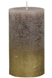 Metallic rustieke stompkaars fading "Goud" Taupe