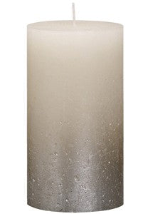 Metallic rustieke stompkaars fading 'Zilver' Ivoor
