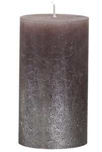 Metallic rustieke stompkaars fading 'Zilver' Taupe