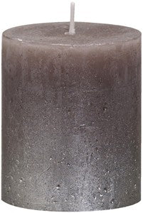 Metallic rustieke stompkaars fading 'Zilver' Taupe