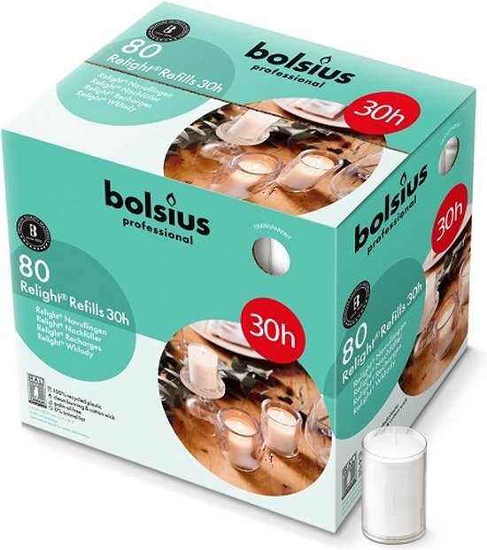 Relight navullingen transparant 80 stuks bolsius